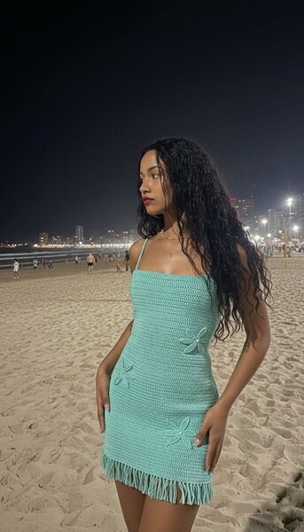 Robe en crochet turquoise