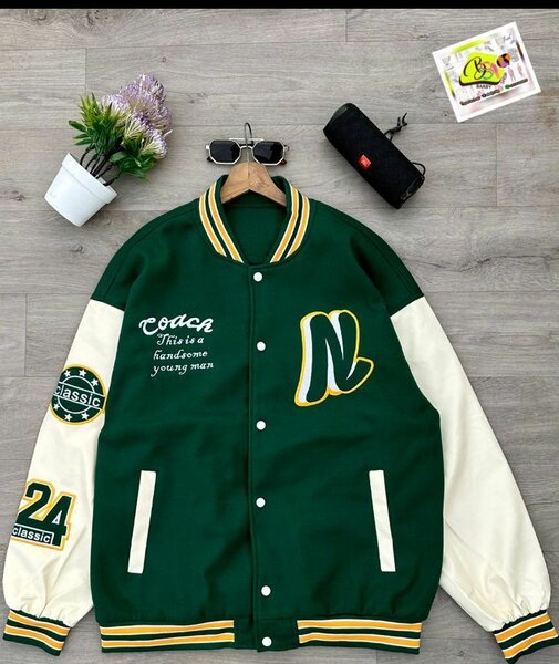 Varsity Jacket Homme Marron Vert