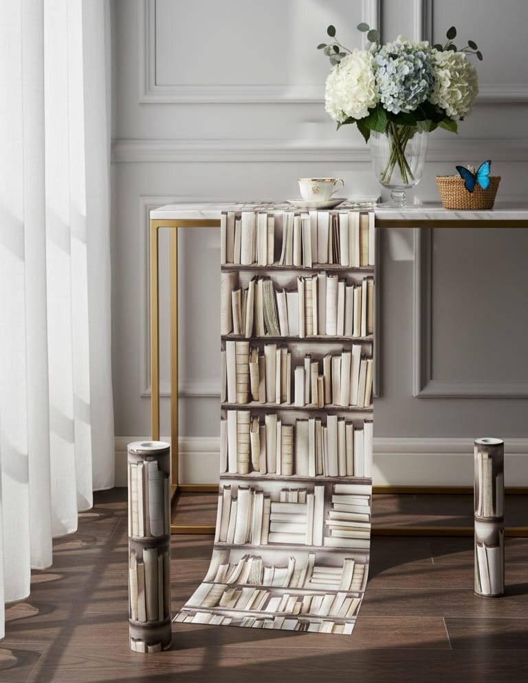 Papier peint bibliothèque vintage