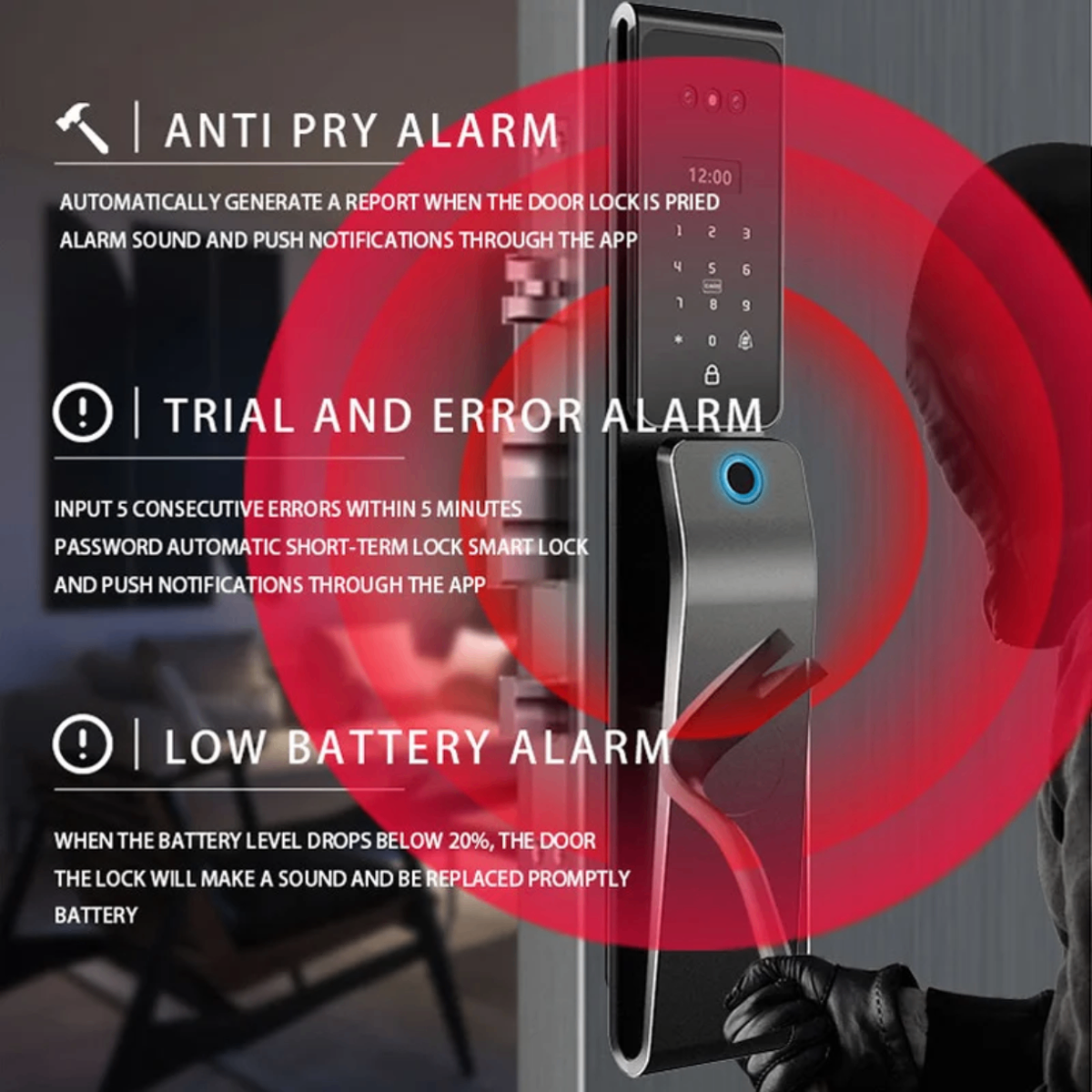 Serrure intelligente Tuya 7 modes d'ouverture