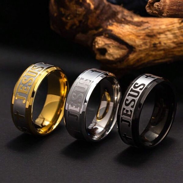 Bague chrétienne acier