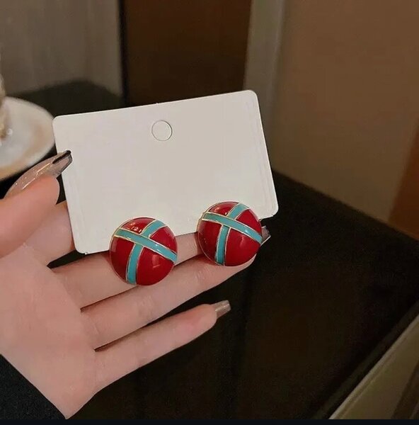 Vibrant Red Stud Earrings