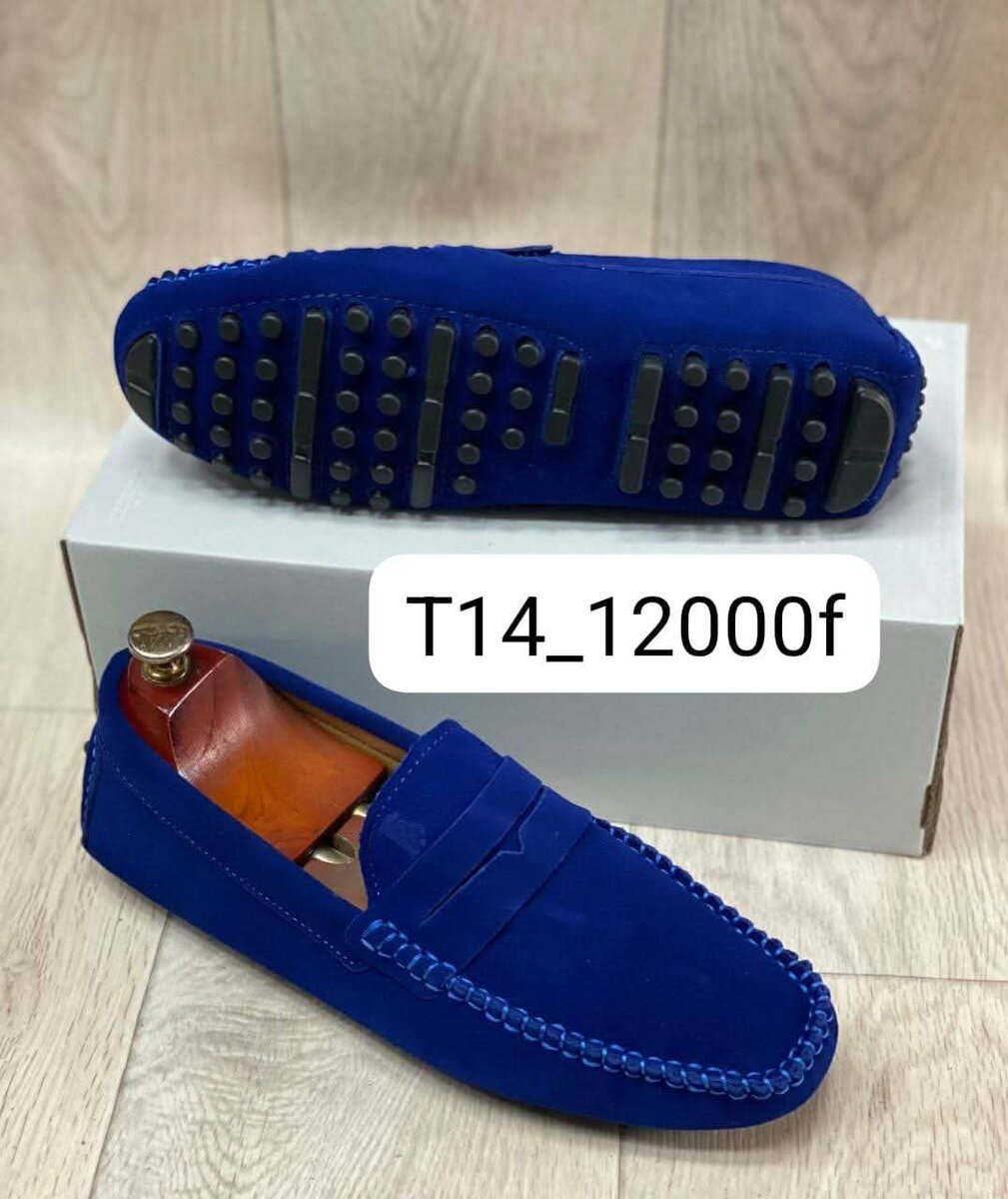 Mocassins en daim bleu