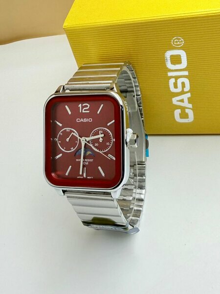 Montre Casio carrée rouge neuve coffret + bracelet