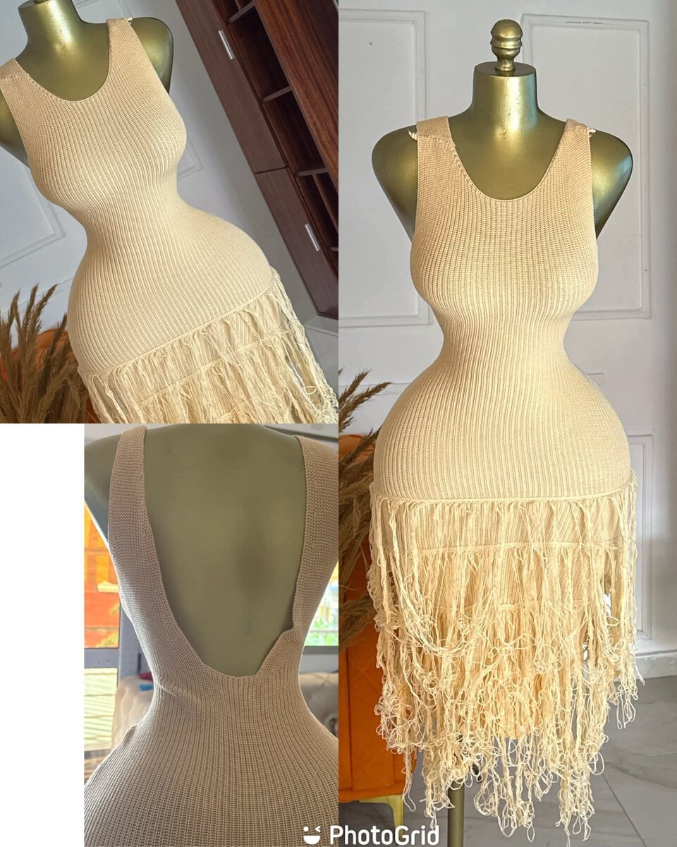 Robe en tricot à franges