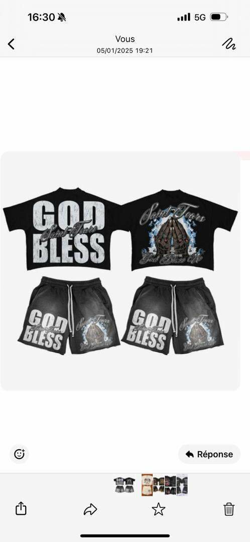 Ensemble T-shirt et Short "God Bless"