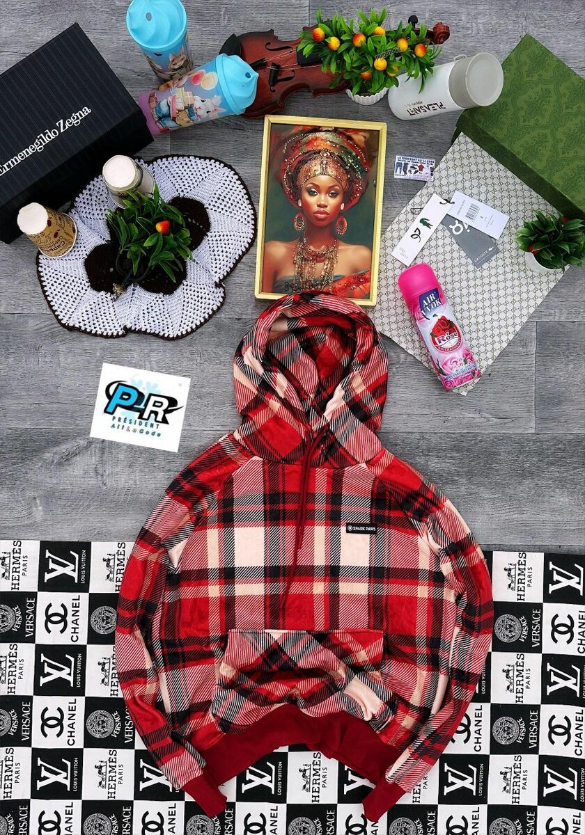 Sweat à Capuche Carreaux Homme