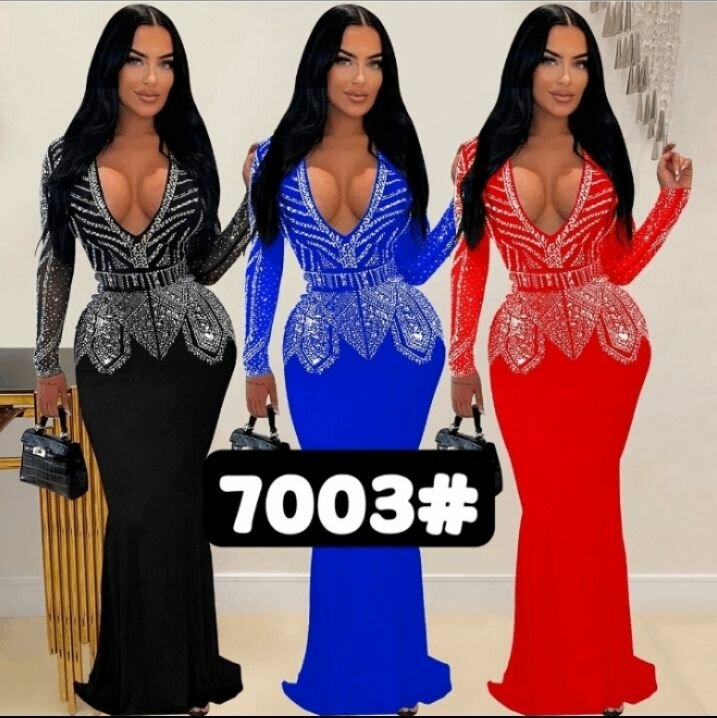 Robe de soirée longue à strass