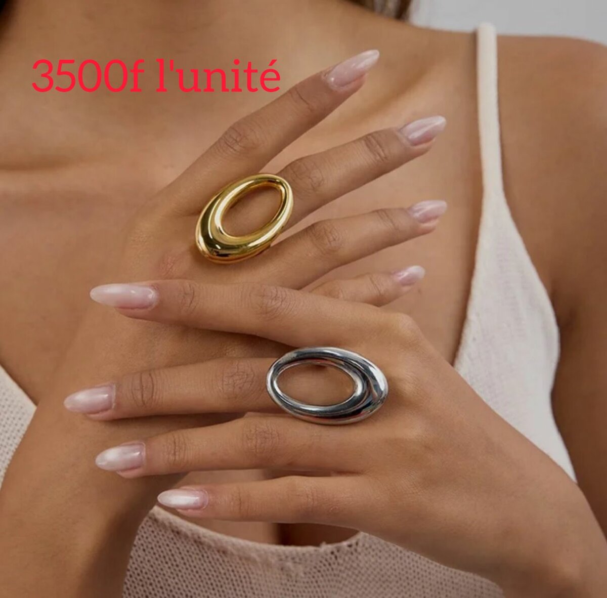 Bague élégante en or et argent