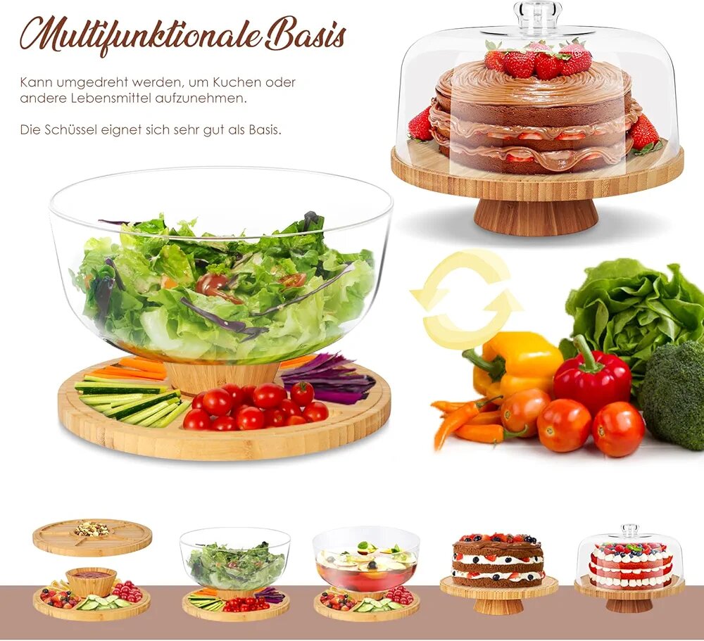 Plateau de Service Rotatif en Bambou