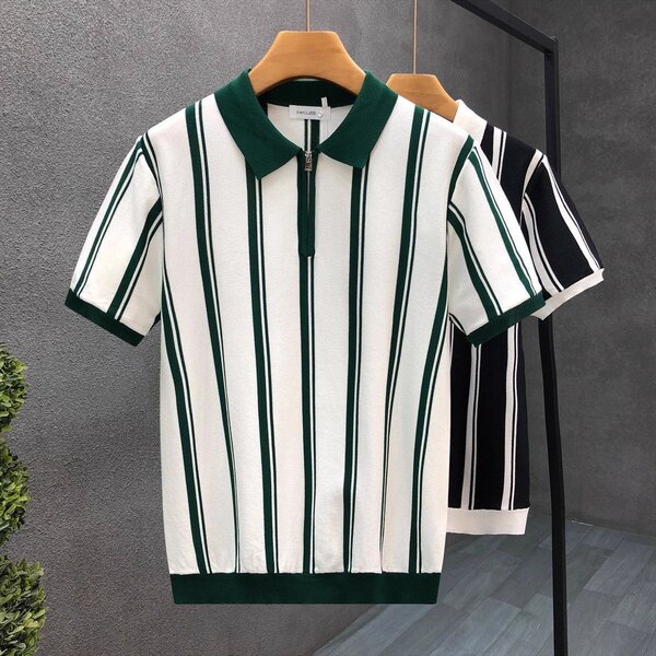 Polo rayé à manches courtes