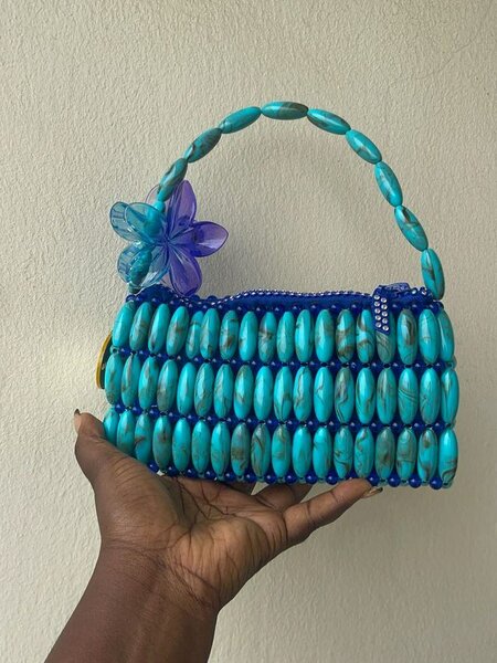 Sac à main en perles turquoise