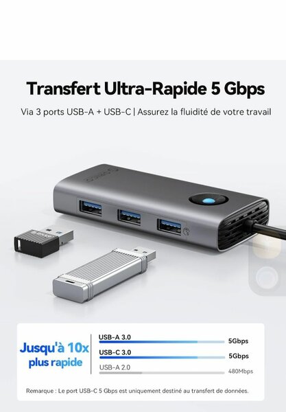 Hub USB-C 6 en 1 Ultra-Rapide