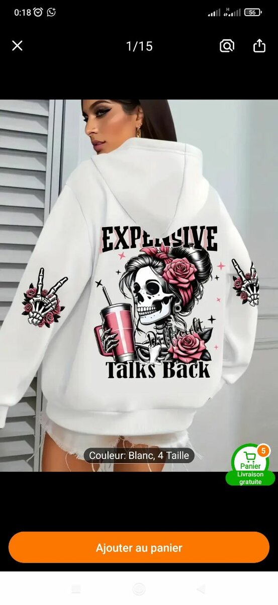 Sweat à capuche tête