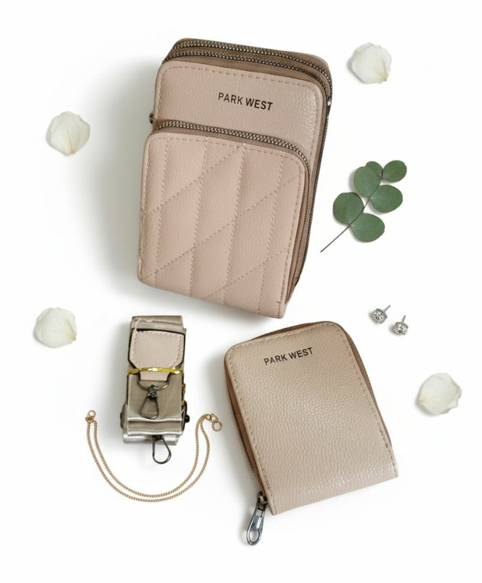 Pochette en Cuir Beige Park West