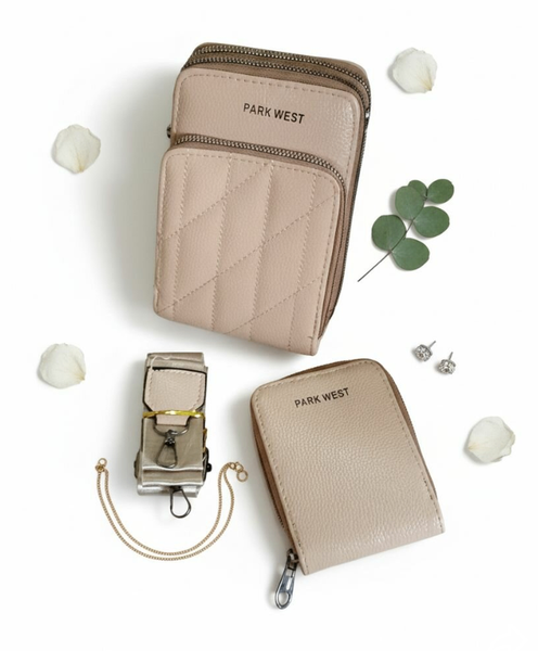 Pochette en Cuir Beige Park West