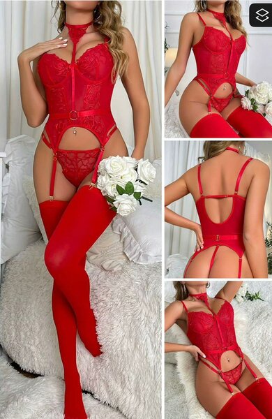 Ensemble lingerie rouge sexy