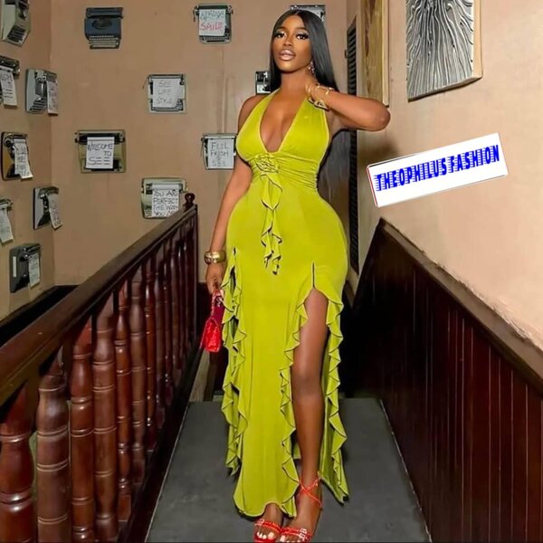 Robe fendue élégante femme