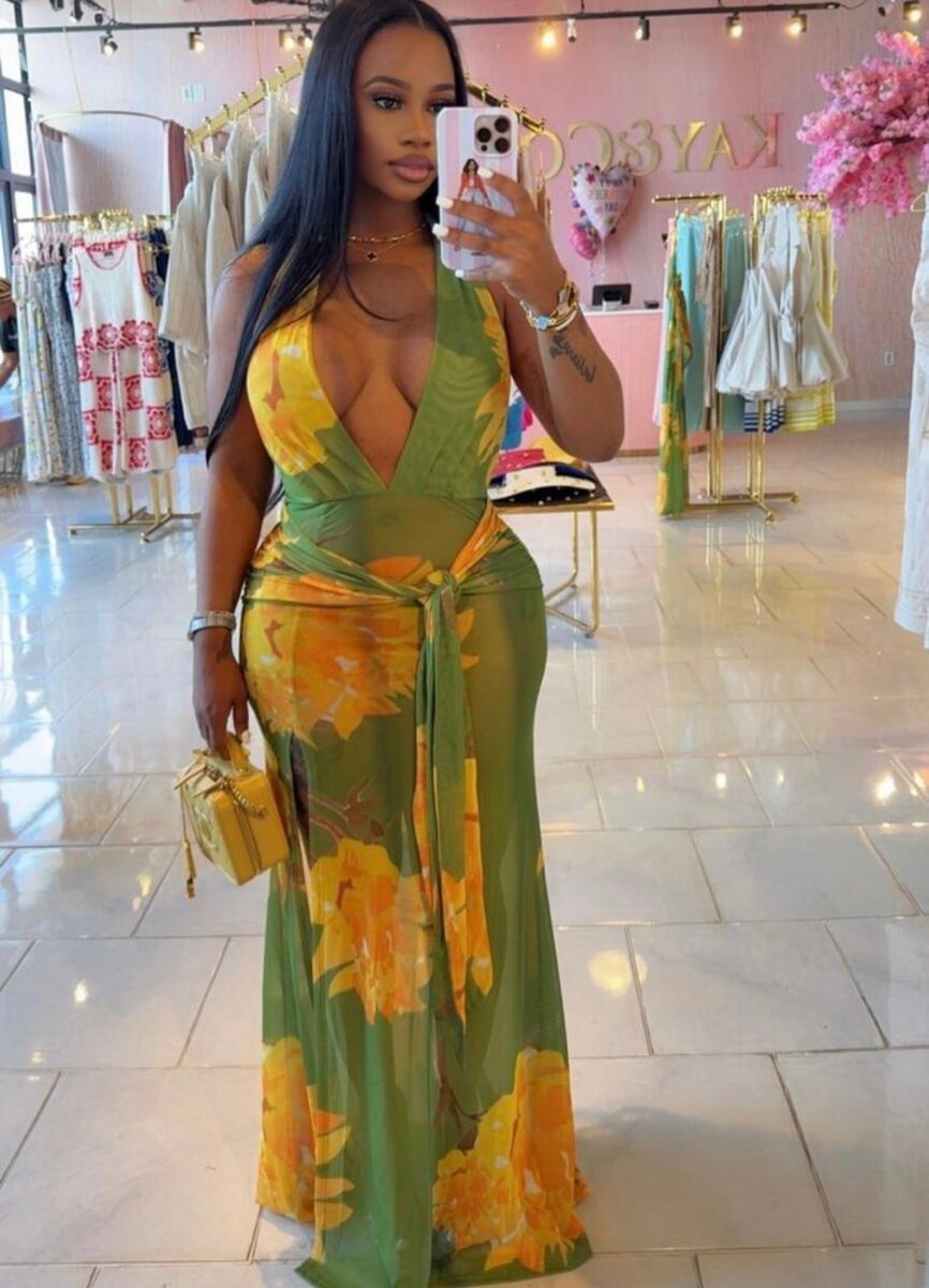 Robe longue élégante florale