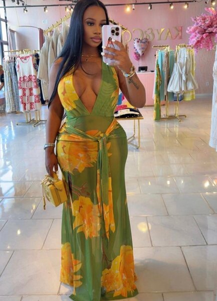 Robe longue élégante florale