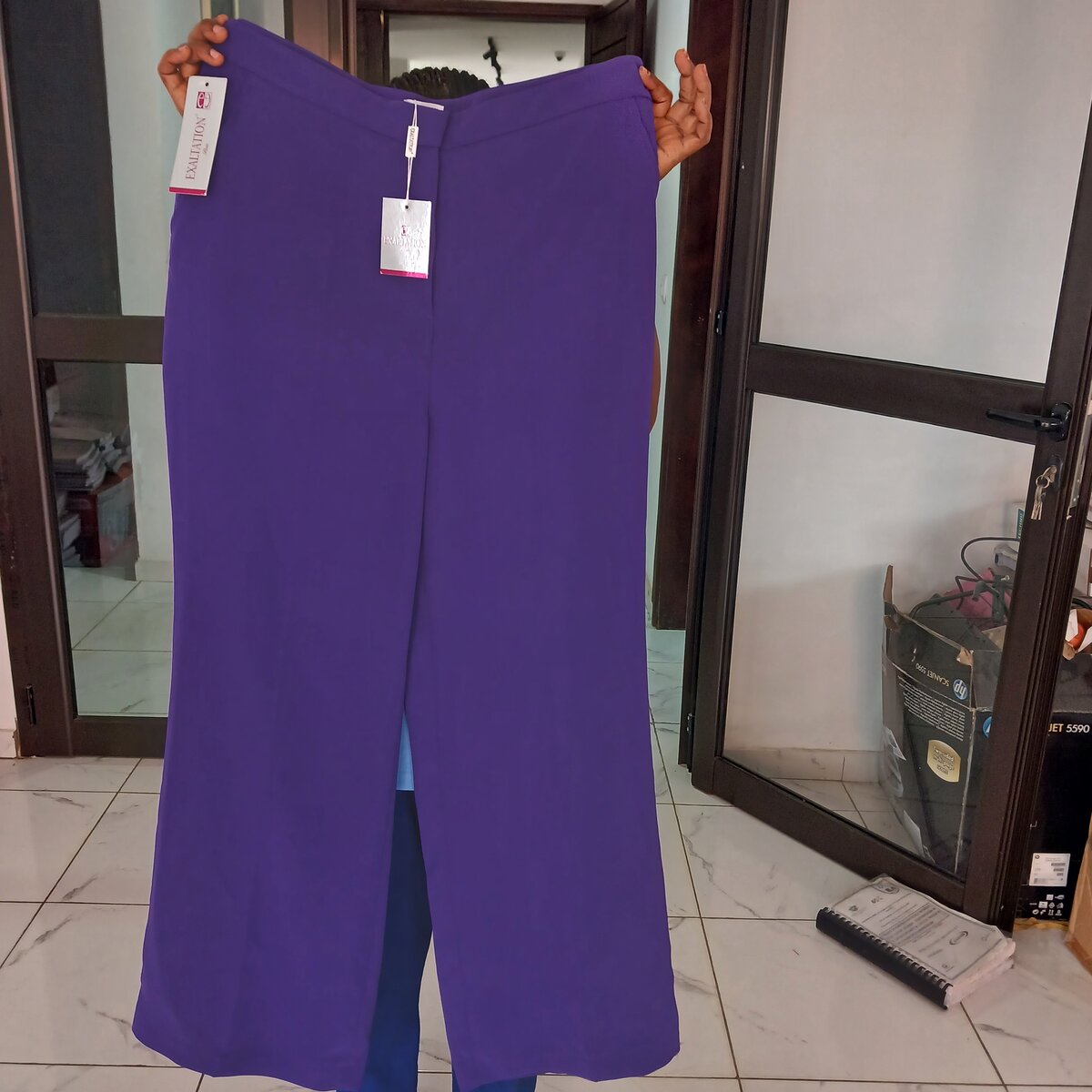 Pantalon large violet femme