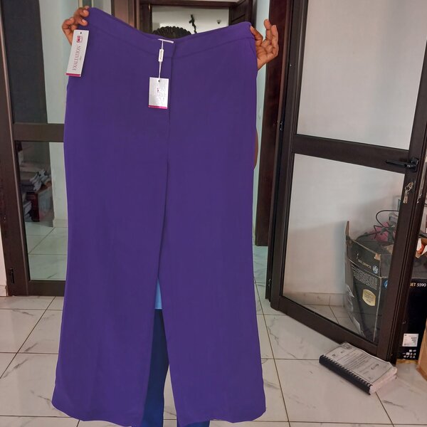 Pantalon large violet femme