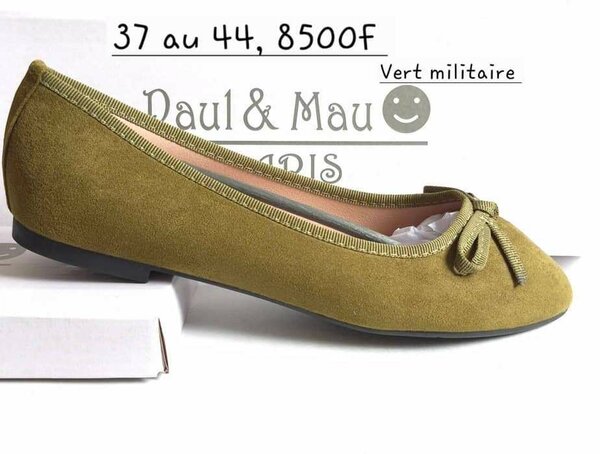 Ballerines Suédine Vert Militaire