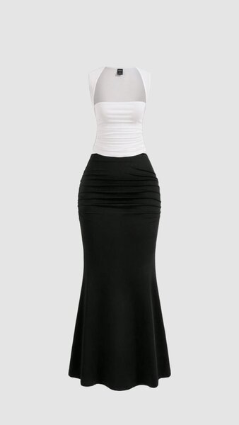 Robe Elegante Bicolore