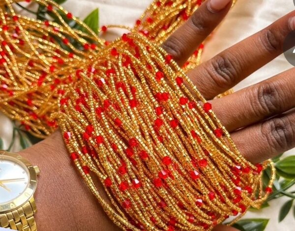 Baya perles dorées et rouges
