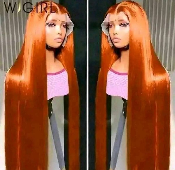 Perruque longue lisse rousse