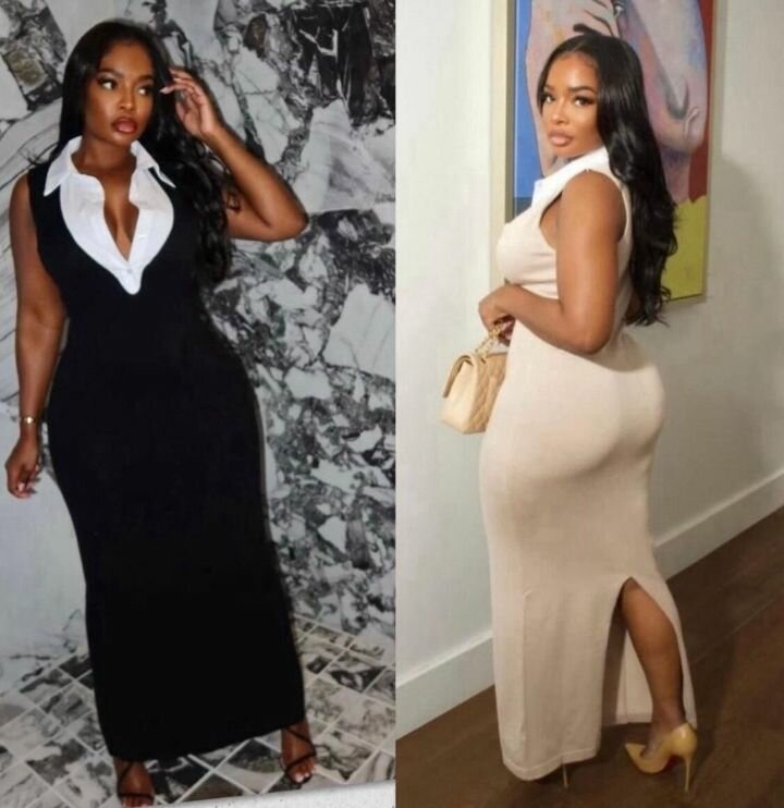 Robe longue élégante bicolore