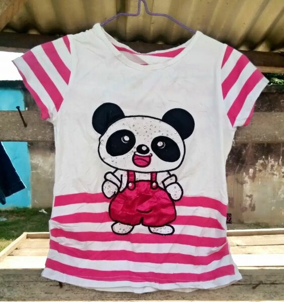 T-shirt panda rayée enfant