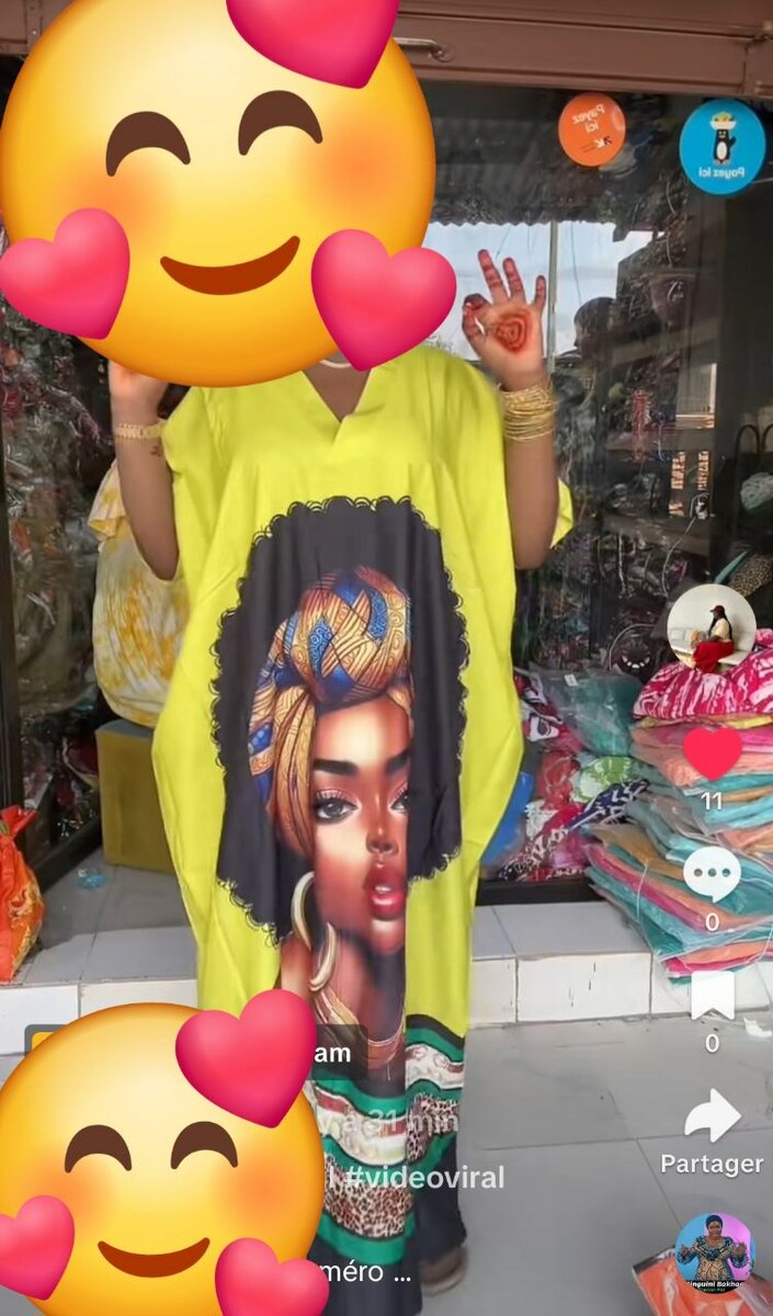 Kaftan coloré avec imprimé art
