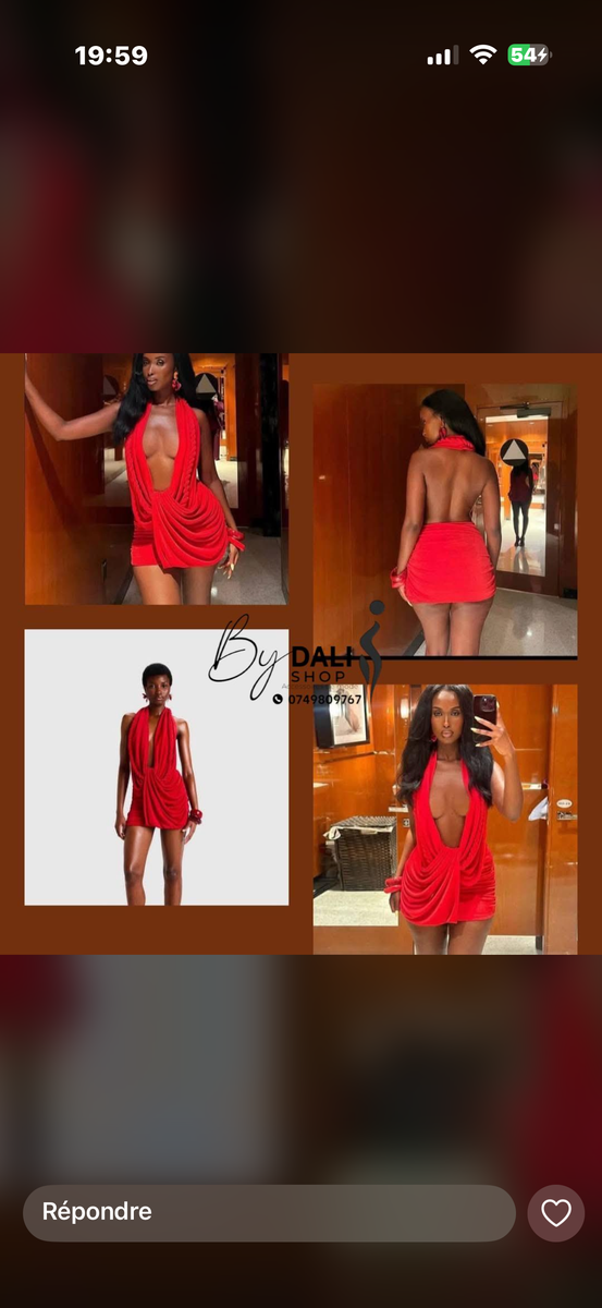 Robe rouge sexy en soie pour femmes