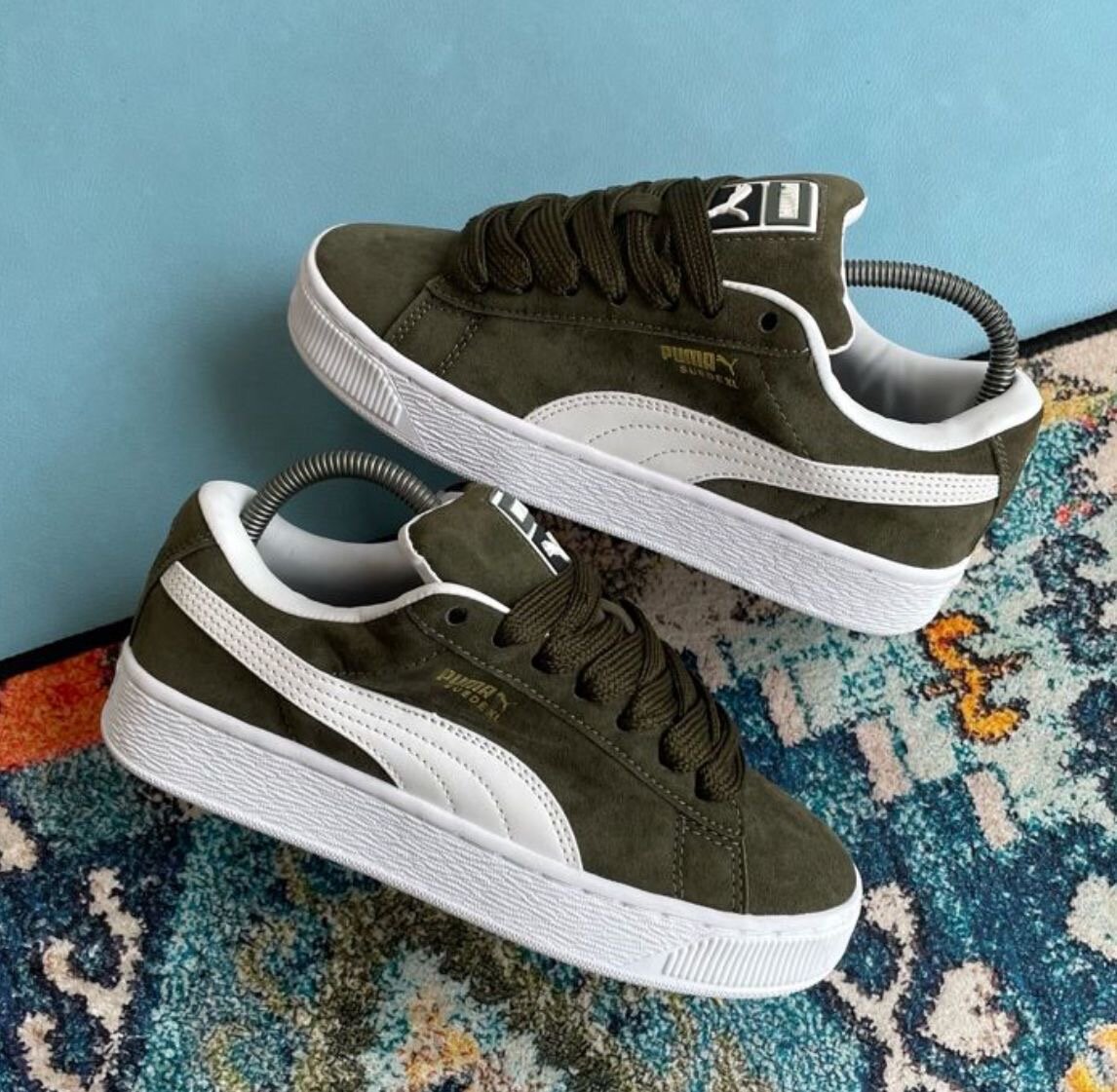 Baskets en daim vert Puma