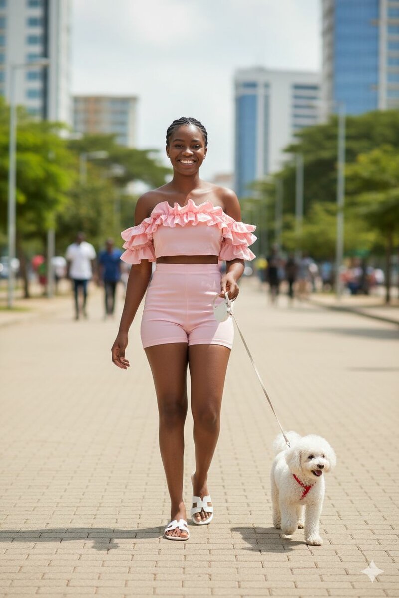 Ensemble court rose à volants