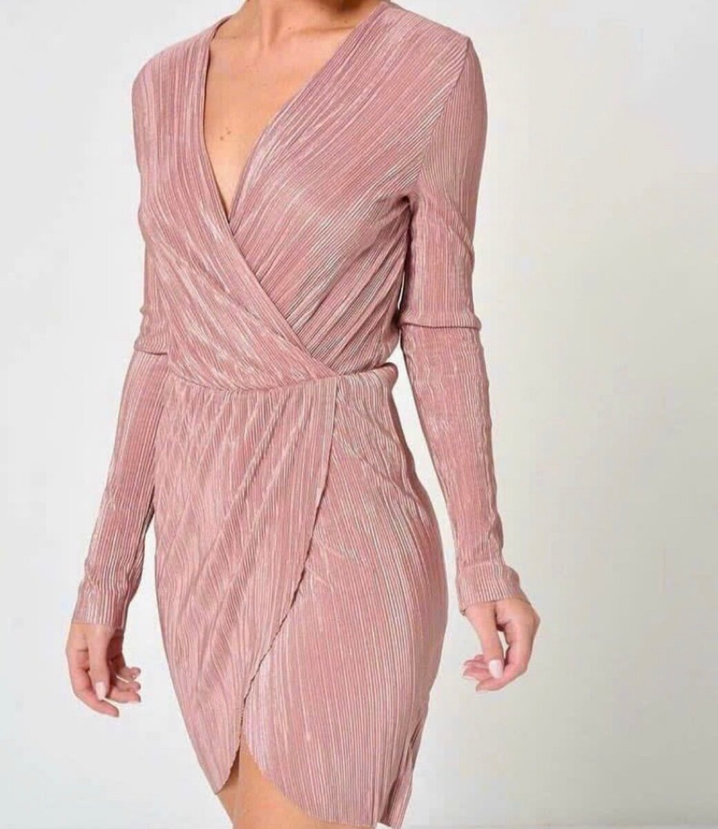 Elegant Pink Wrap Dress
