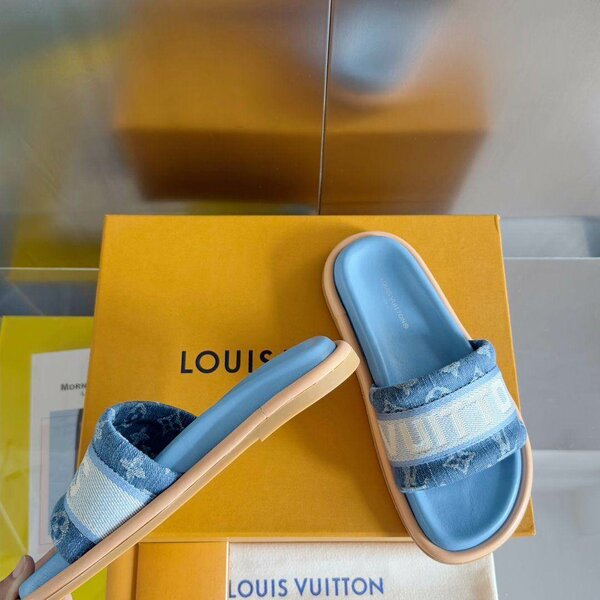 Louis Vuitton Blue Slides