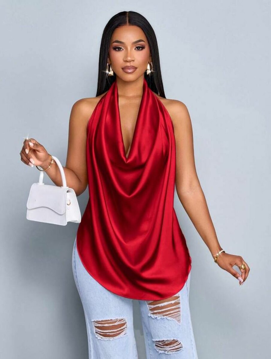 Top dos nu rouge élégant