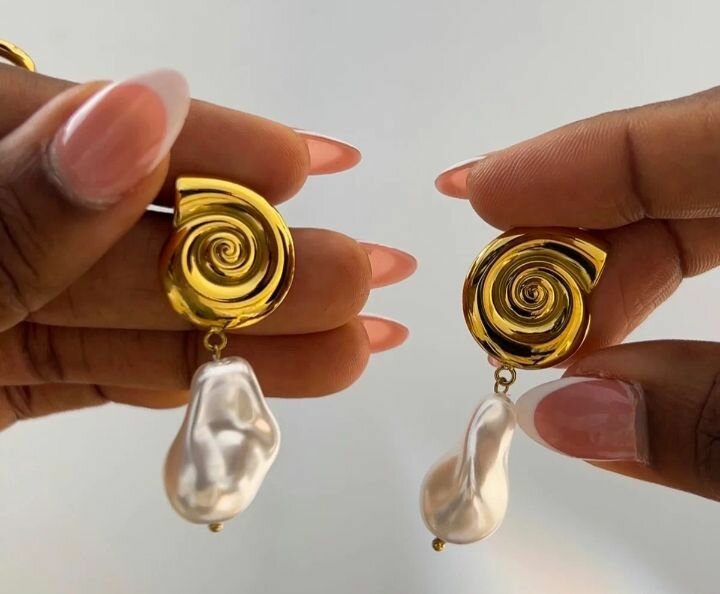 Boucles d'Oreilles Spirale Perle
