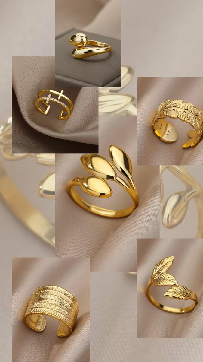 Ensemble Boucles d'Oreilles et Bagues Dorées