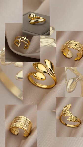 Ensemble Boucles d'Oreilles et Bagues Dorées