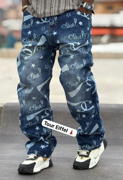 Jean large imprimé étoile