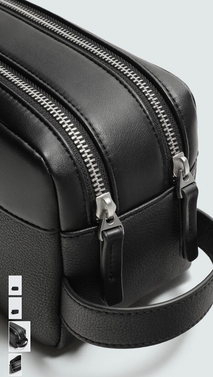 Trousse de toilette en cuir noir