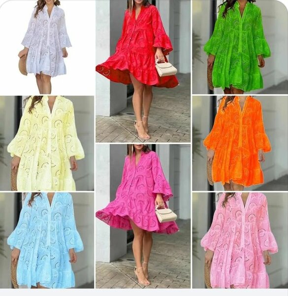 Robe Femme Été Col V Manches Longues