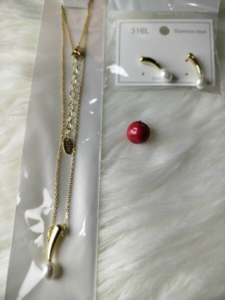 Parure Collier et Boucles Perlées