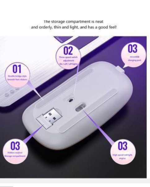 Souris sans fil RGB silencieuse