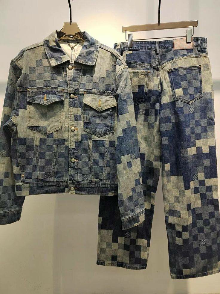 Ensemble veste et jean en denim pixel