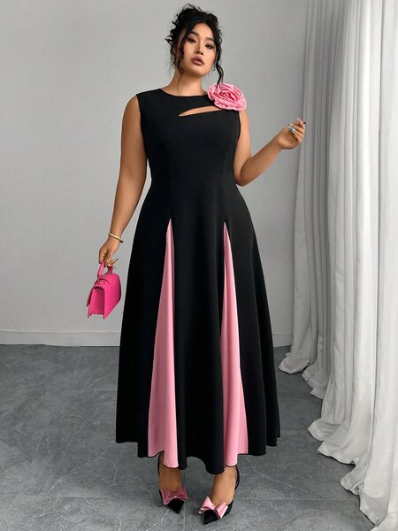 Robe élégante noire et rose