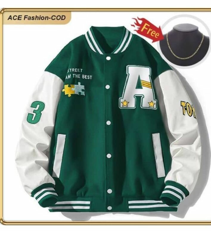 Blouson Varsity Vert et Blanc